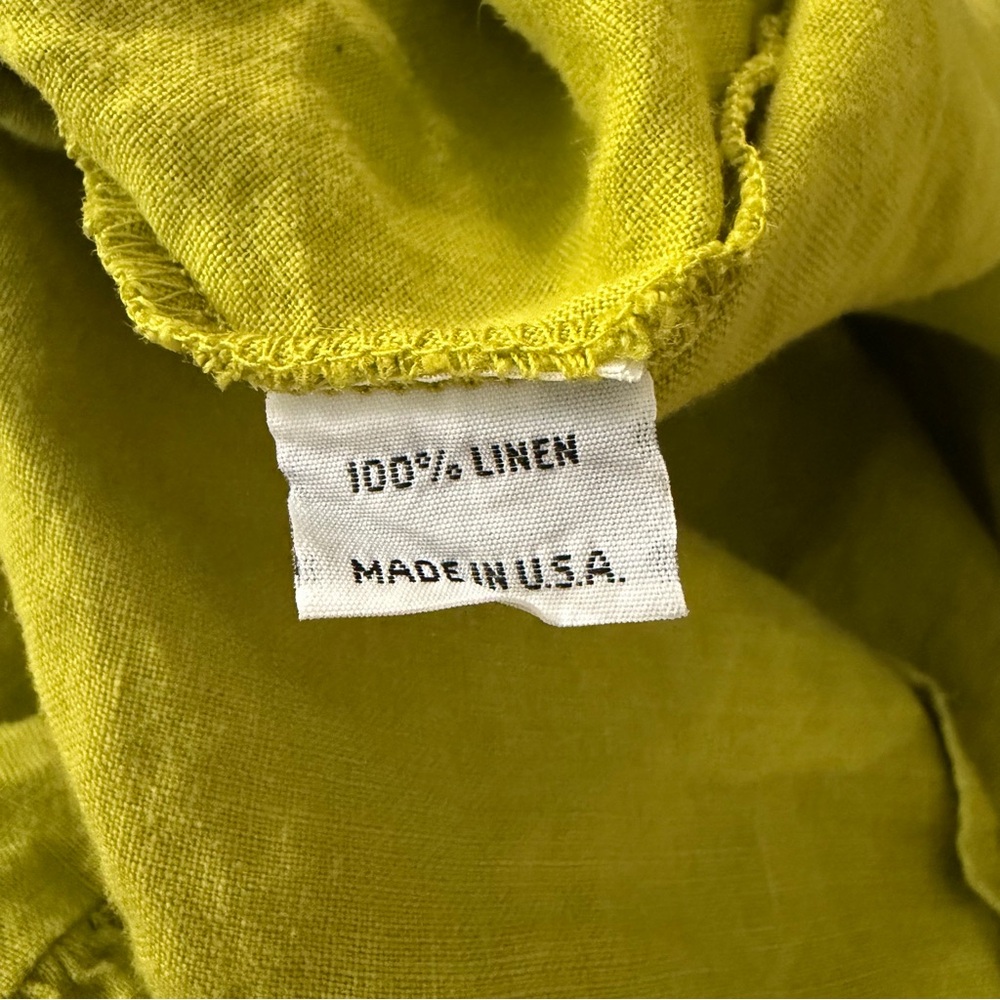 Bryn Walker Chartreuse Linen Bell Sleeve Top - sz XL - Picture 7 of 7